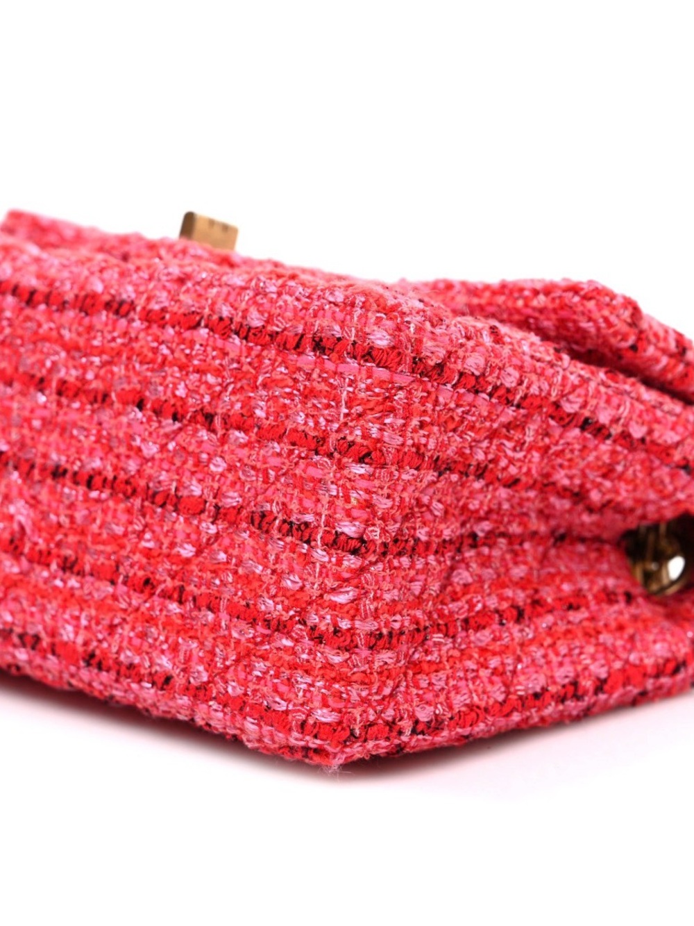 Chanel Tweed Quilted Mini 2.55 Reissue Flap Red Pink Slight Shine Bag In EUC - Picture 8 of 9